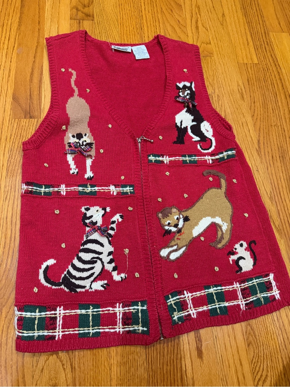 Vintage 90's Christmas Kitty Cat
Ugly Sweater Vest Medium